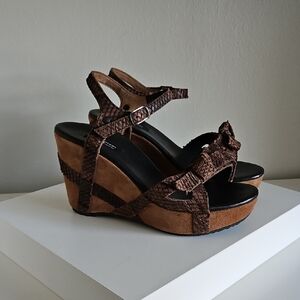 PAUL GREEN Munchen Brown Platform Suede Wedge Sandals Size US 5.5